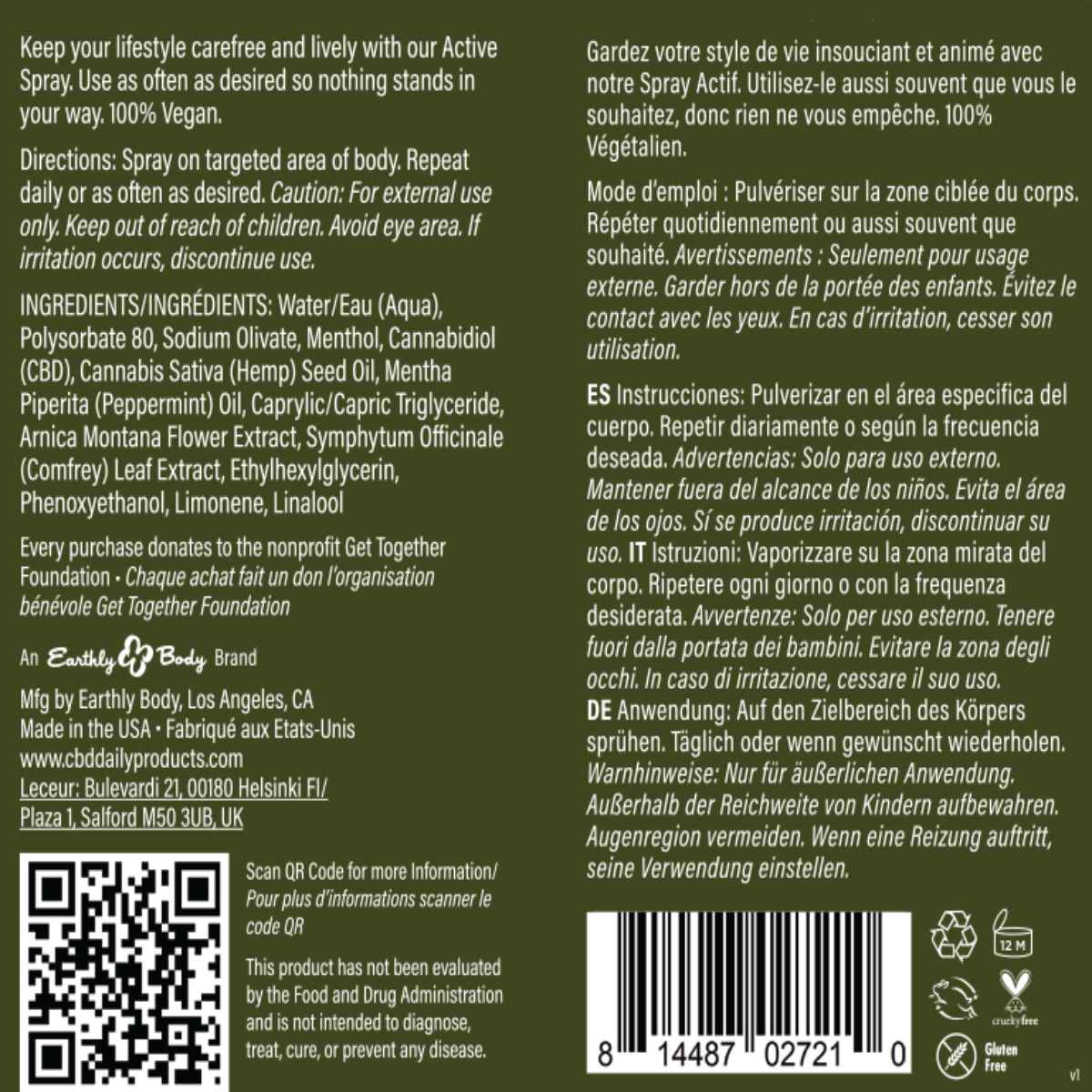 CBD Daily Triple Strength Active Spray Original Mint 180 mg – Shop