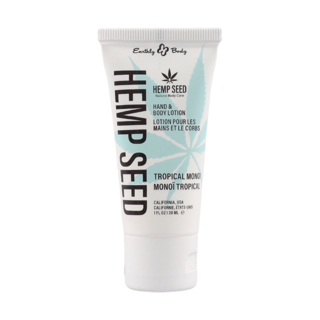 Hemp Seed Hand & Body Lotion Tropical Monoi Scent (1 oz) image 0