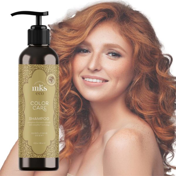 MKS eco Color Care Shampoo with Model Front View