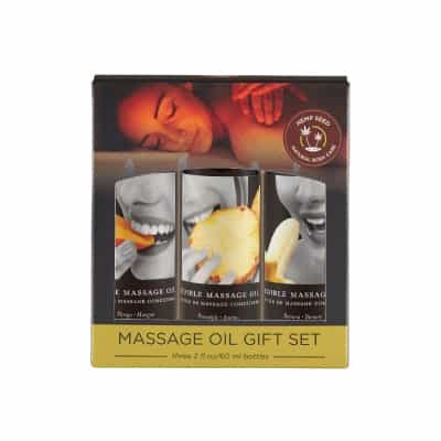 Earthly Body Edible Massage Oil Gift Set 2oz | Tropical Scent | Hemp Seed By Night | Shop Earthly Body