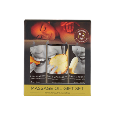 Earthly Body Edible Massage Oil Gift Set 2oz | Tropical Scent | Hemp Seed By Night | Shop Earthly Body