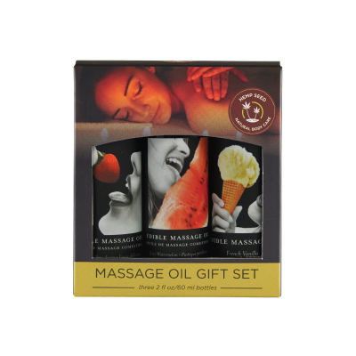 Earthly Body Edible Massage Oil Gift Set 2oz | Original Scent | Hemp Seed By Night | Shop Earthly Body