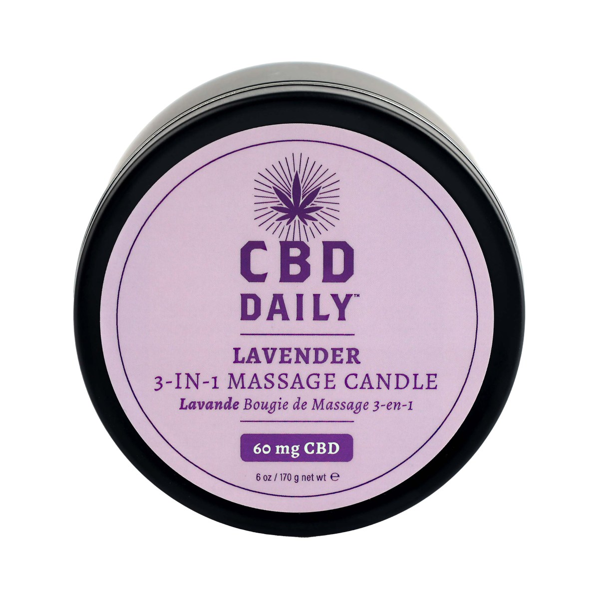 CBD Daily Massage Candle Front View HD Lavender
