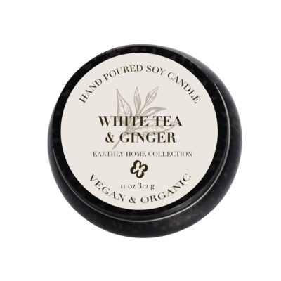 Earthly Home White Tea & Ginger Candle Front View