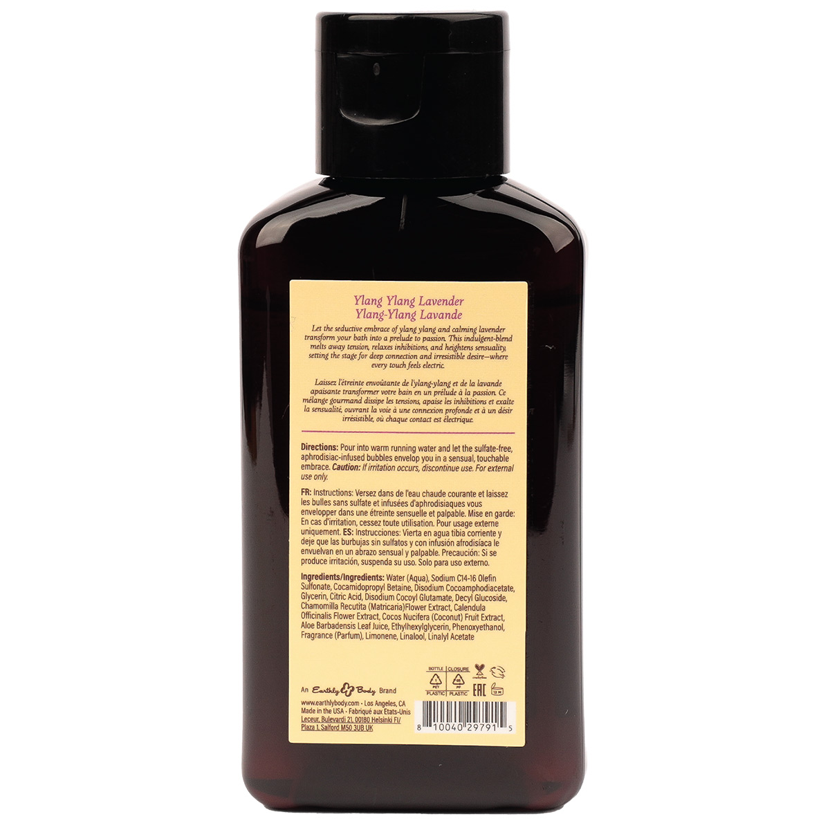 Earthly Body at NIght Bubble Bath Ylang Ylang Back 2oz