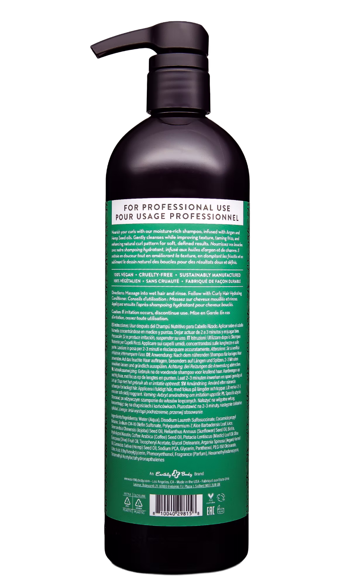 MKS eco Curly Hair Shampoo 25 oz Back