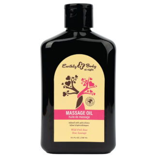 Earthly Body at Night Massage Oil 8 oz Front Wild Pink Rose