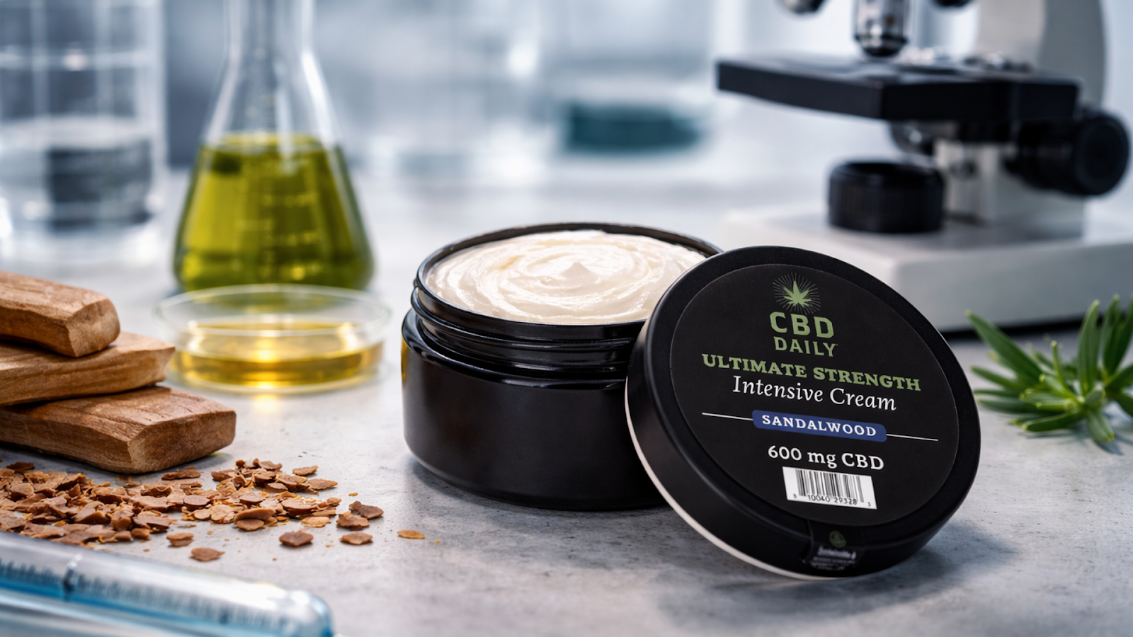 CBD cream in a lab setting for pain research.