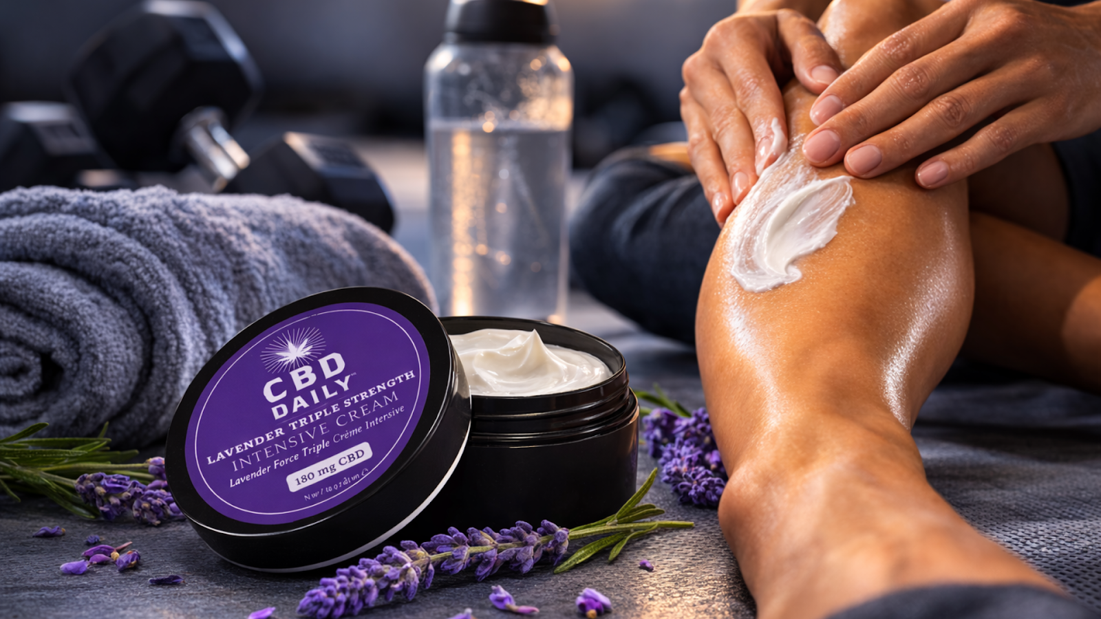 Person Applying CBD Cream For Muscle Pain On Their Calf