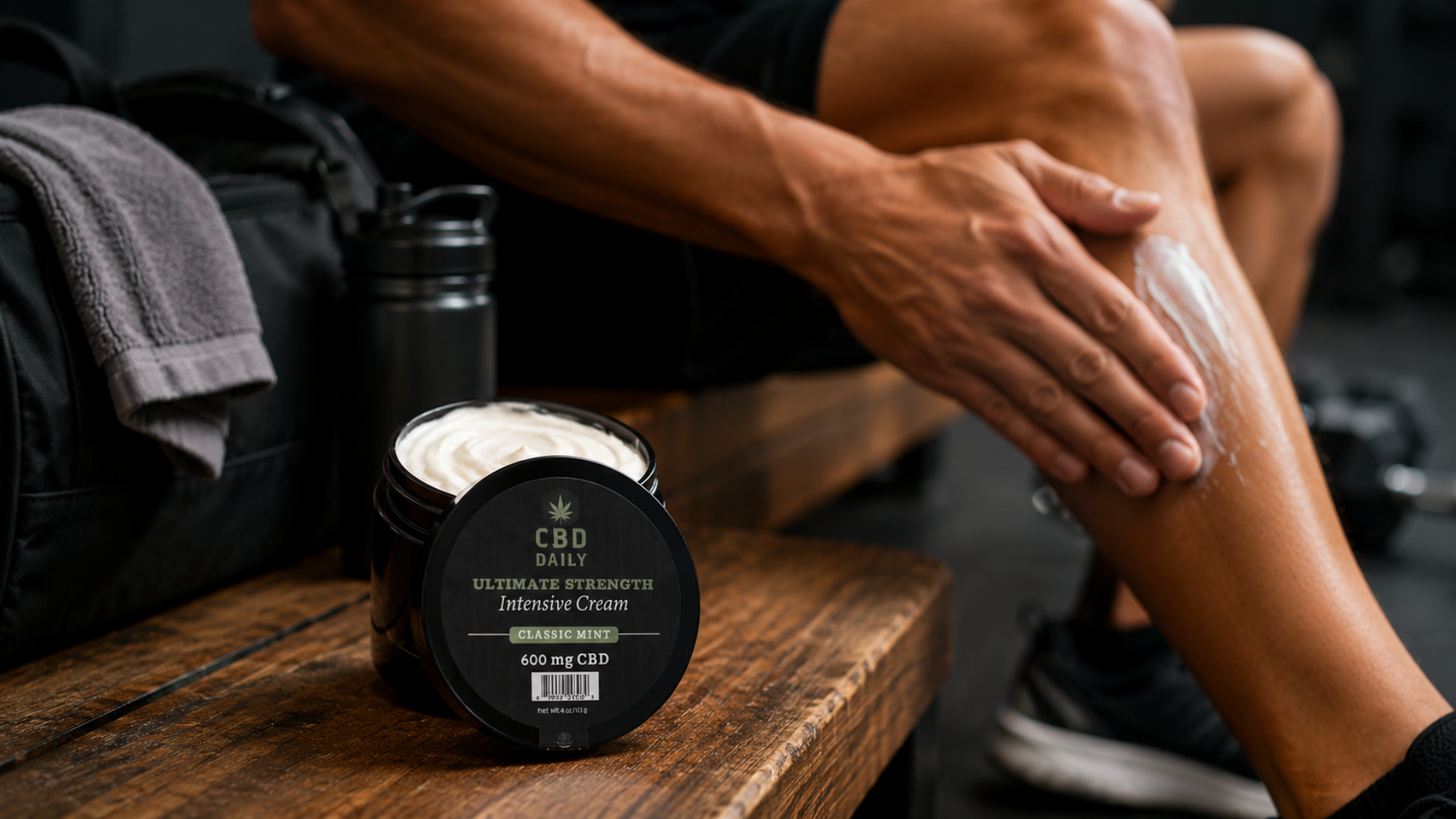 CBD muscle rub used for post-workout muscle recovery.